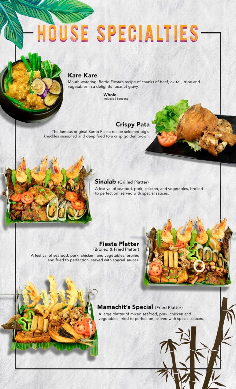 Full Menu – The Original Barrio Fiesta of Manila in Glendale, CA